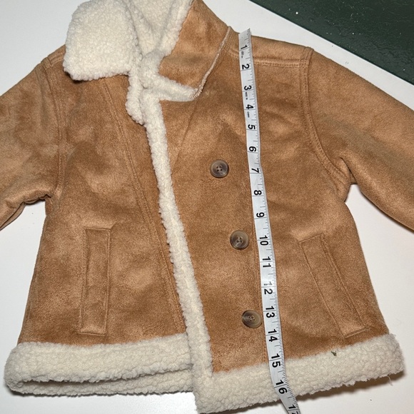 Kids Old Navy Brown Pea Coat with Cream Accents size 3T Children Girl - Picture 9 of 10